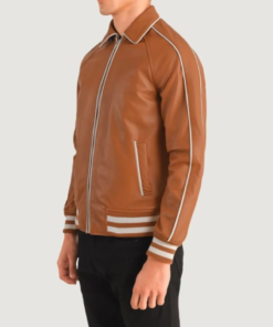 Men’s Cooper Tan Brown Leather Varsity Jacket