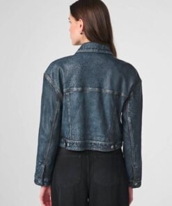 Sloane Cropped Denim Leather Jacket
