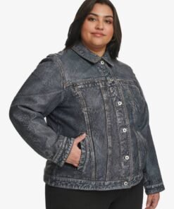 Plus Size Addison Leather Denim Jacket