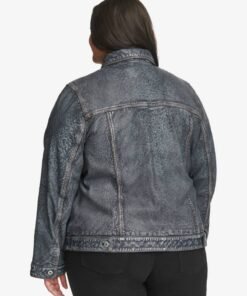 Plus Size Addison Leather Denim Jacket