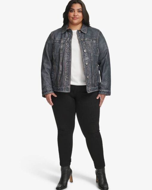 Plus Size Addison Leather Denim Jacket