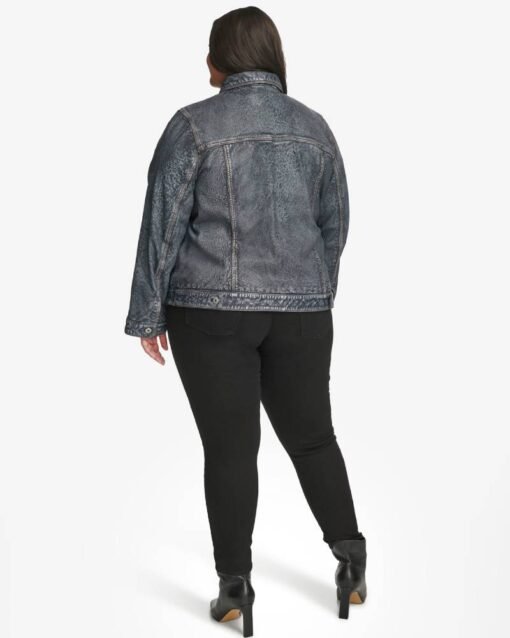 Plus Size Addison Leather Denim Jacket