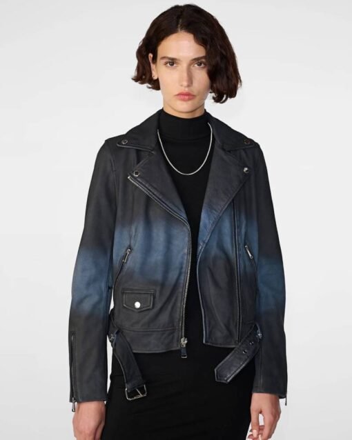 Zuri Ombre Belted Moto Jacket