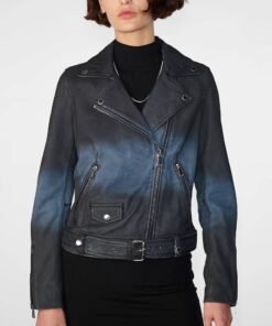 Zuri Ombre Belted Moto Jacket