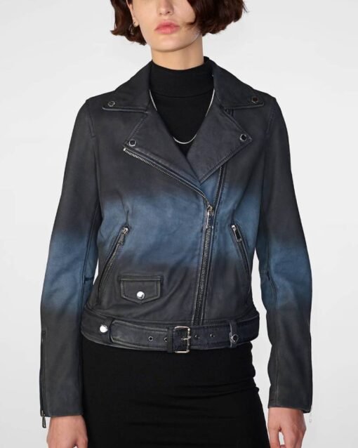 Zuri Ombre Belted Moto Jacket