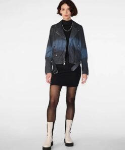 Zuri Ombre Belted Moto Jacket