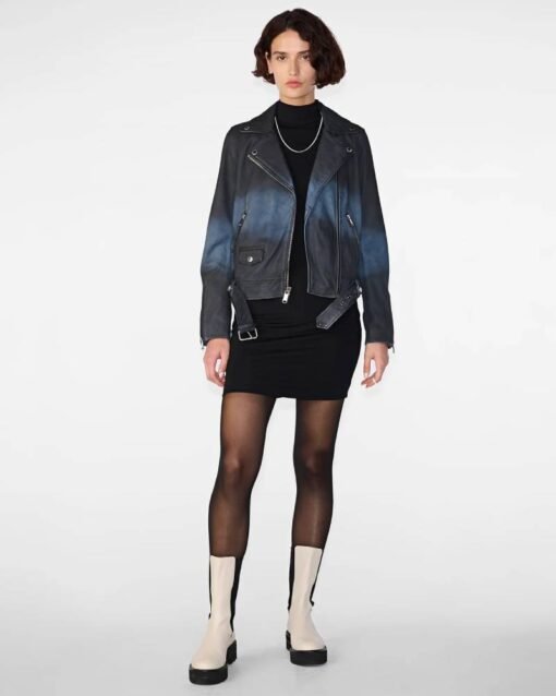 Zuri Ombre Belted Moto Jacket