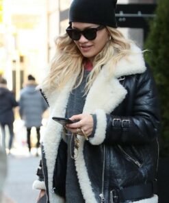Rita Ora Shearling Leather Jacket