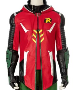 Robin Gotham Knights Red Leather Jacket
