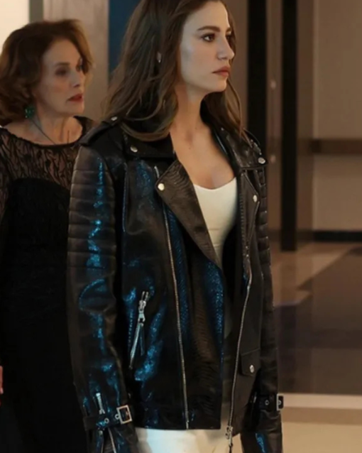 The Family S01 Devin Akin Black Leather Biker Jacket