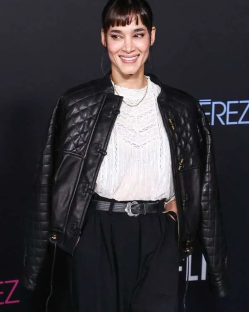 Sofia Boutella Emilia Pérez 2024 Black Leather Jacket