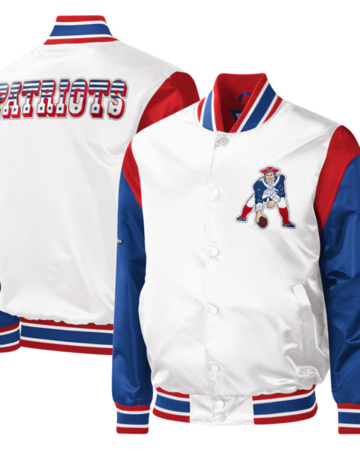 Starter White New England Patriots Throwback Sati Varsity Jacket