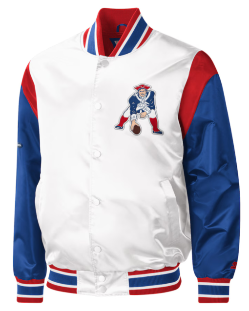 Starter White New England Patriots Throwback Sati Varsity Jacket