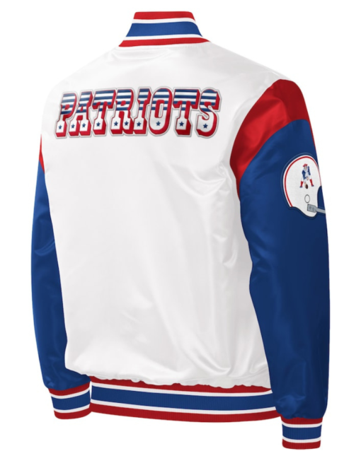 Starter White New England Patriots Throwback Sati Varsity Jacket