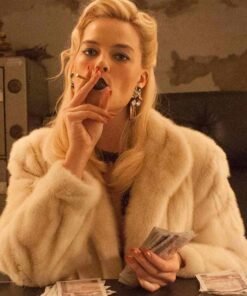 Margot Robbie Terminal Annie Faux Fur White Coat