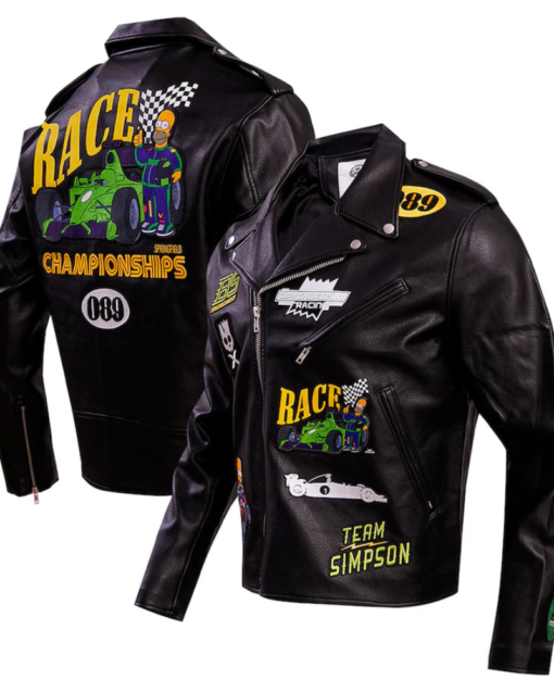 The Simpsons Freeze Max Graphic Black Leather Full-zip Jacket