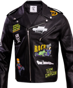 The Simpsons Freeze Max Graphic Black Leather Full-zip Jacket