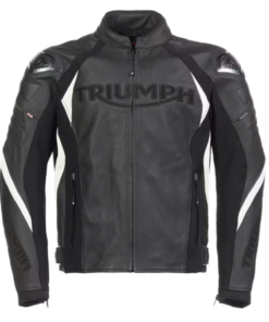 Triumph Triple Black Leather Motorcycle Jacket