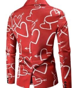 Valentines Day Hearts Printed Red Blazer