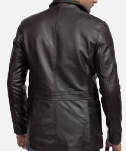 Wine Black Leather Blazer