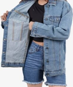 Womens Light Blue Oversized Denim Jacket
