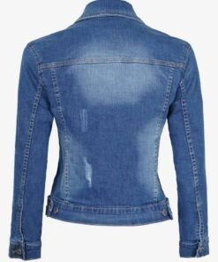 Womens Mid Blue Trucker Style Denim Jacket