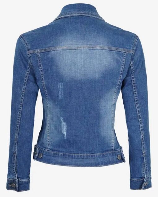 Womens Mid Blue Trucker Style Denim Jacket