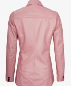 Womens Two Button Pink Leather Blazer