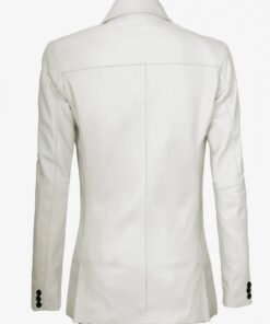 Womens Two Button Off White Leather Blazer