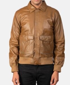 Coffmen Olive Brown A2 Leather Bomber Jacket