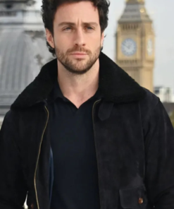 Aaron Taylor johnson Kraven The Hunter Black Suede Leather Jacket
