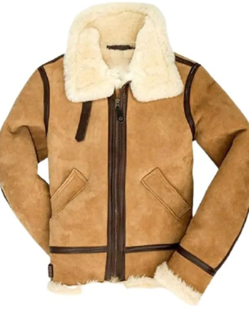 B3 Women’s Bomber Suede Leather Shearling Jacket