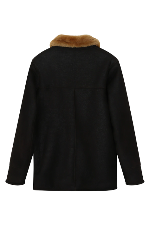 Men Black Wool Shearling Jacket