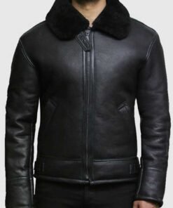 Men’s Black B3 Real Shearling Sheepskin Leather Jacket