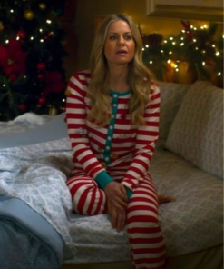 A Christmas Less Traveled Candace Cameron Striped Jumpsuit