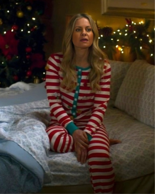 A Christmas Less Traveled Candace Cameron Striped Jumpsuit