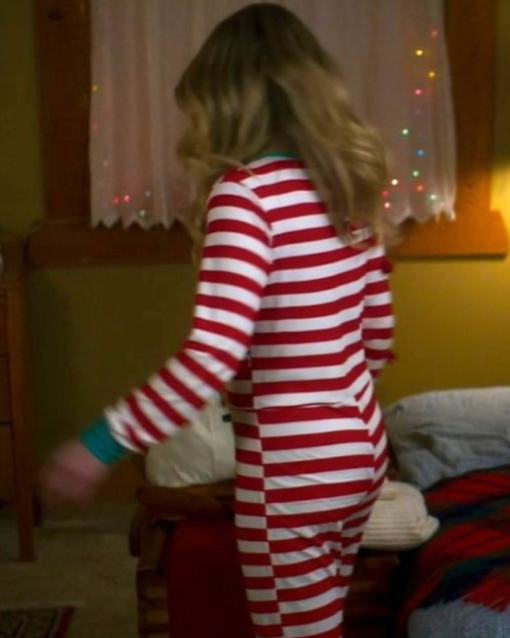 A Christmas Less Traveled Candace Cameron Striped Jumpsuit