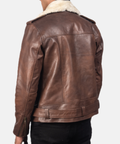 Furton Brown Leather Biker Jacket