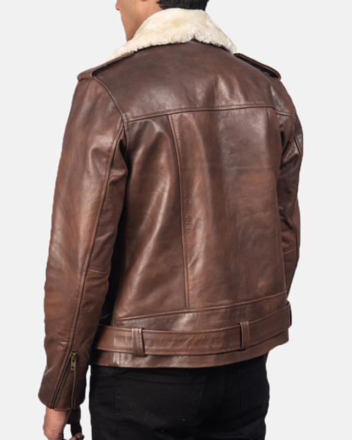 Furton Brown Leather Biker Jacket