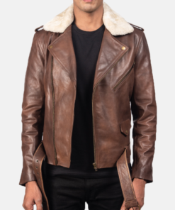 Furton Brown Leather Biker Jacket