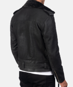 Furton Disressed Black Leather Biker Jacket