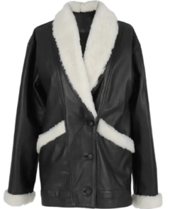 Haydra Shearling Black Leather Jacket