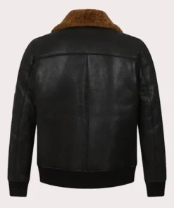 Mens Black Bomber Aviator Shearling Jacket
