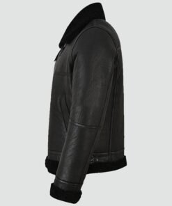 Mens Jet Black Shearling Jacket