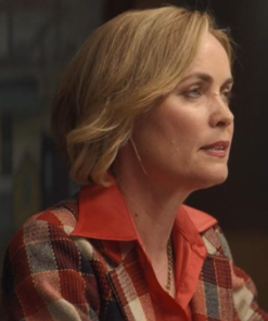 Last Days Of The Space Age 2024 Radha Mitchell Red Plaid Blazer