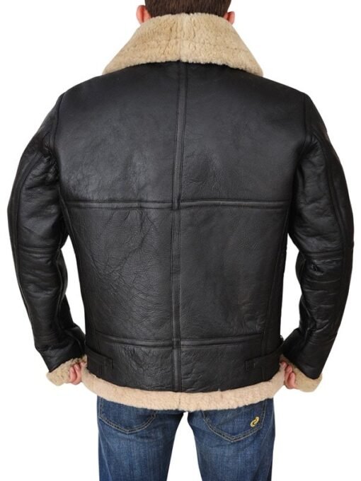 Men’s Black Bomber Shearling Aviator Leather Jacket