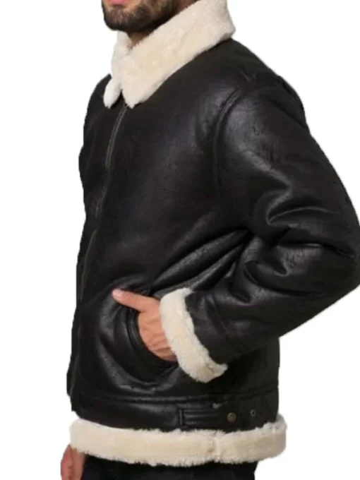 Mens Bomber Aviator Shearling Jacket