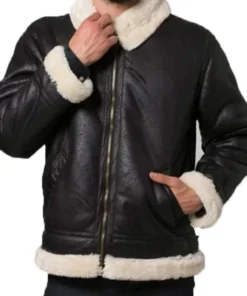 Mens Bomber Aviator Shearling Jacket