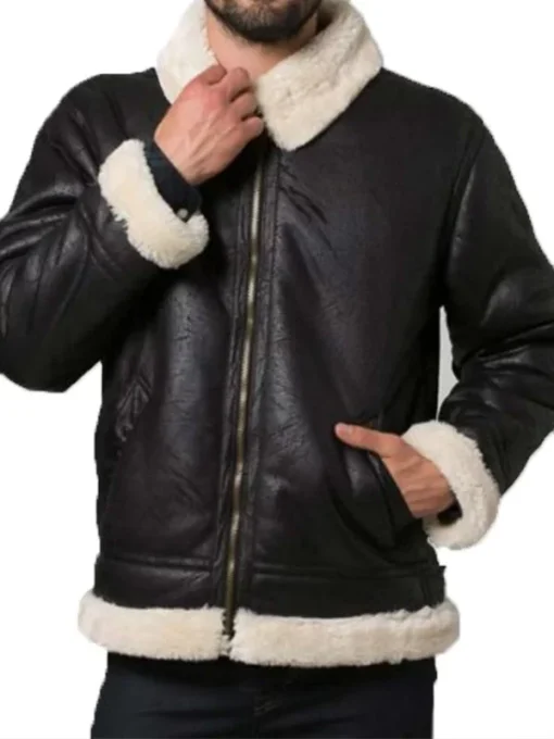 Mens Bomber Aviator Shearling Jacket