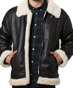 Mens Bomber Aviator Shearling Jacket